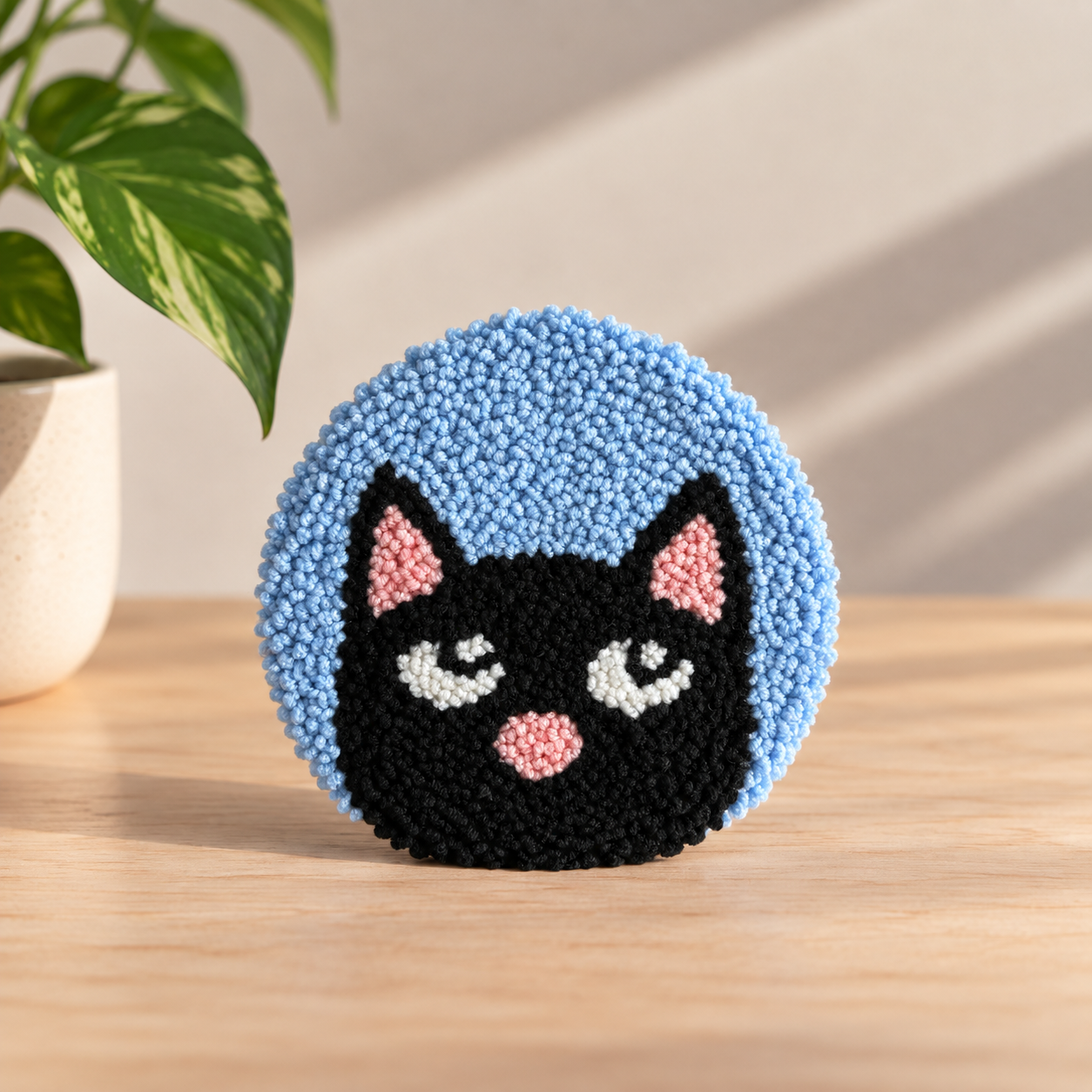Black Cat Rug Mug Coaster